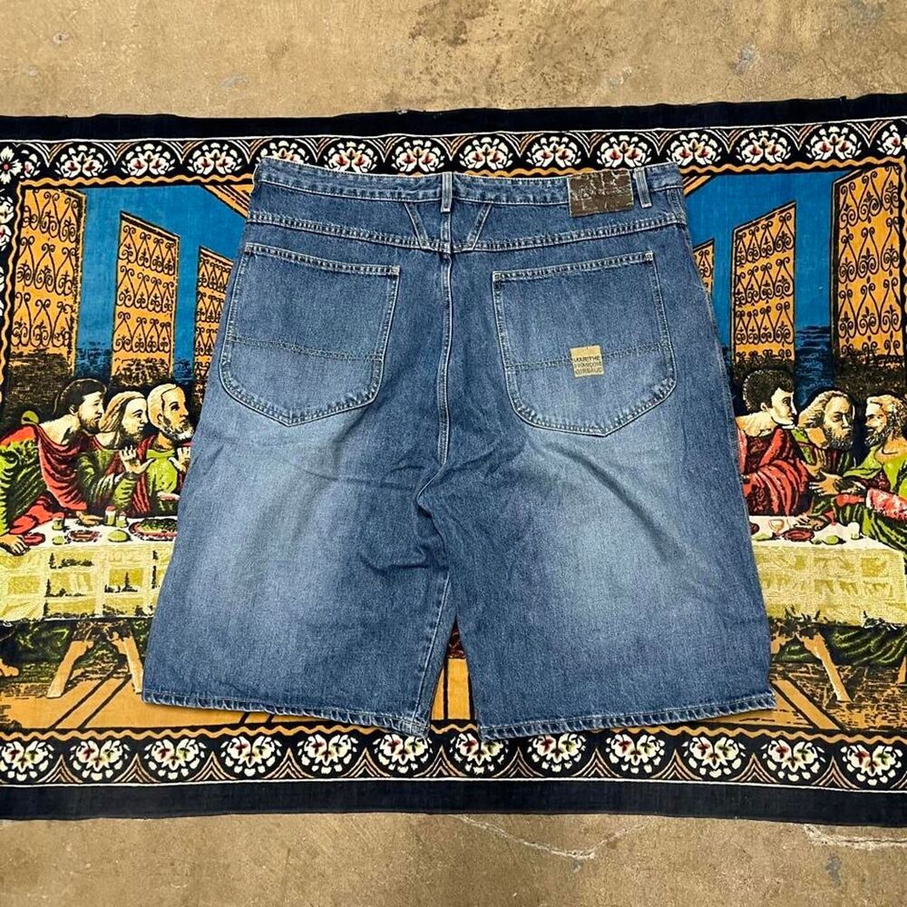 Marithe francois girbaud Men's Blue Jean Shorts size 42 baggy wide leg y2k